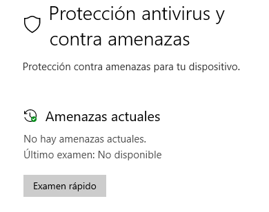 Protección antivirus y contra amenazas de Windows.