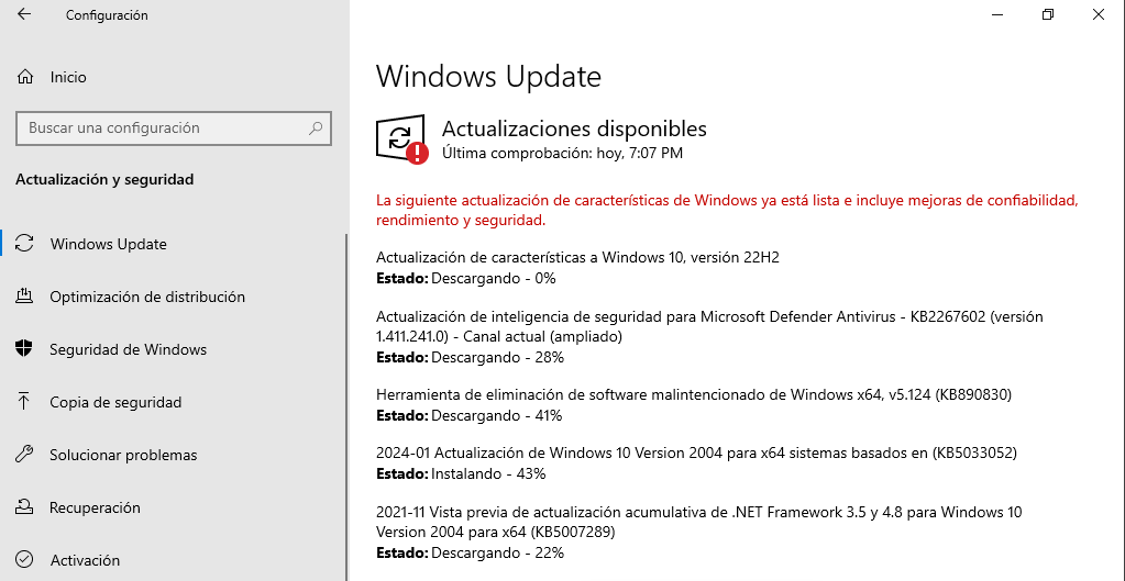 Actualizaciones de Windows.